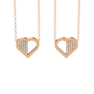 Two Hearts Necklaces With Diamond Core