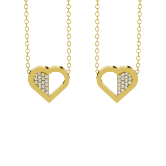 Two Hearts Necklaces With Diamond Core